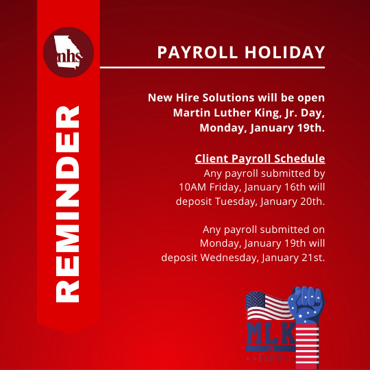 Photo for New Hire Solutions will be OPEN Martin Luther King, Jr. Day